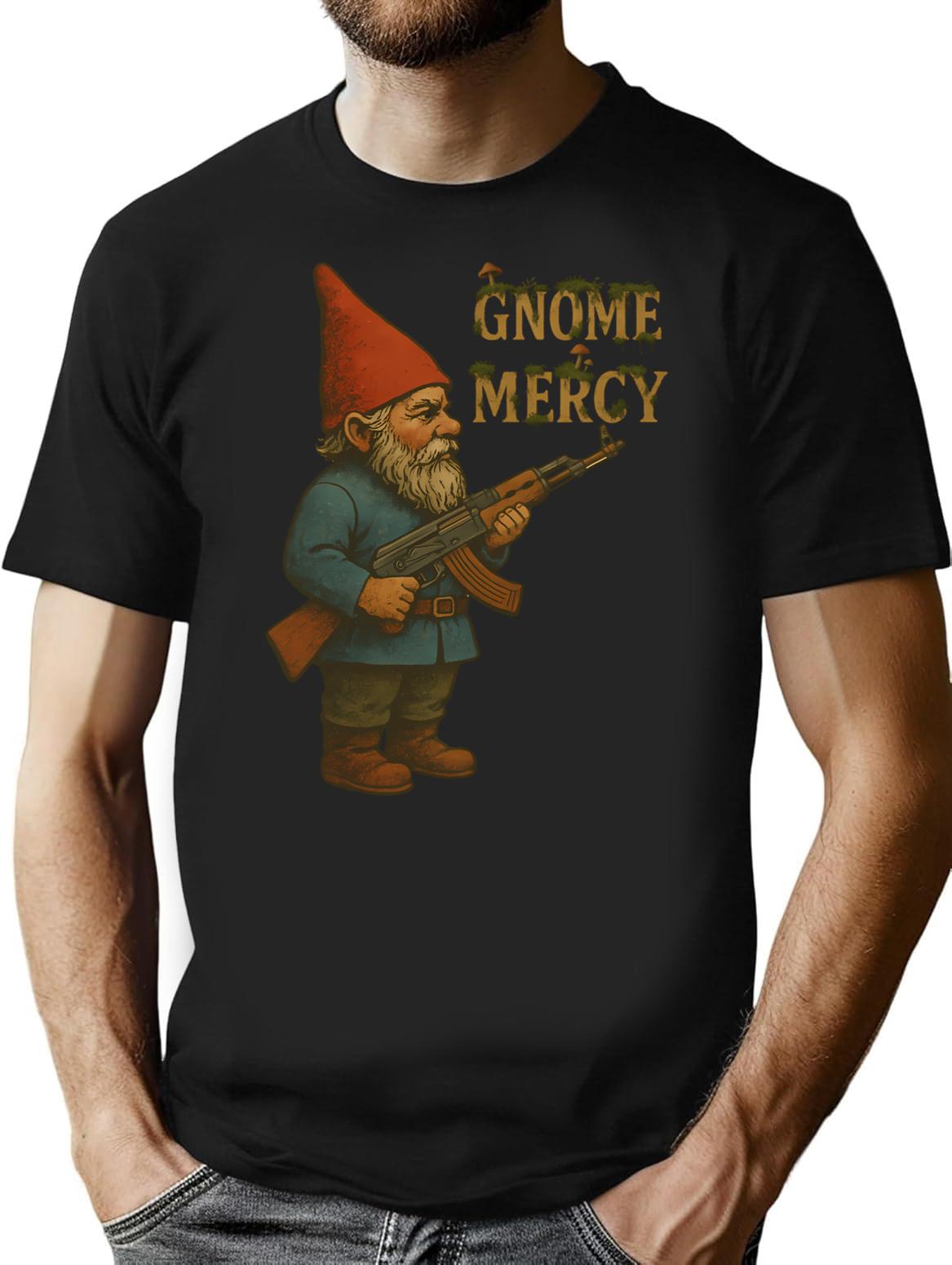 Gnome Mercy Ak47 Minimalist Graphic T-Shirt - Unisex Streetwear Tee - Black