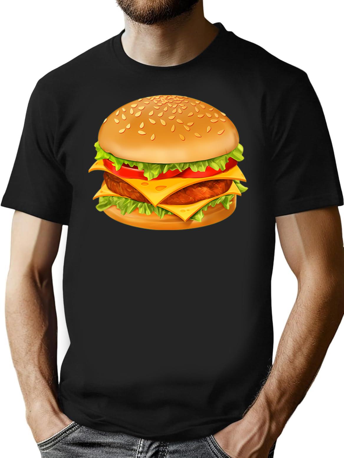 Hamburger T-Shirt Minimalist Graphic T-Shirt - Unisex Streetwear Tee - Black
