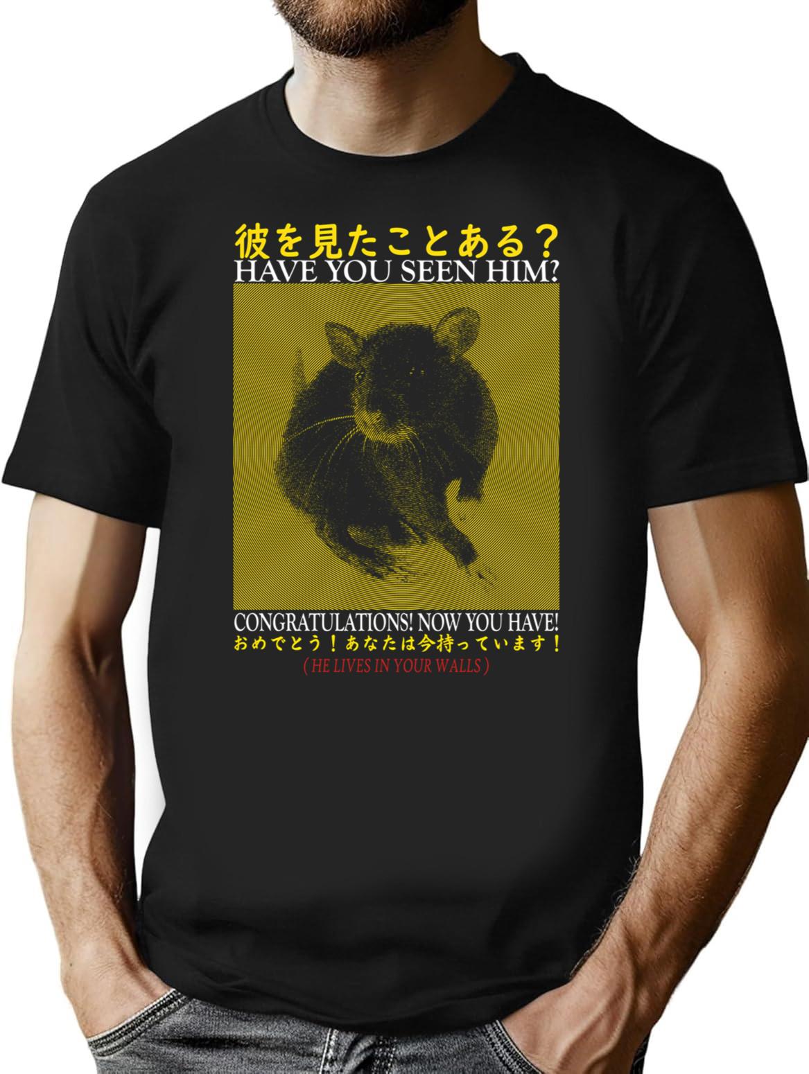 Have You Seen Him Rat Minimalist Graphic T-Shirt - Unisex Streetwear Tee - Black