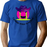 His Gold - Funny Bad Translation Error English Quote Bootleg Graphic T-Shirt - Blue