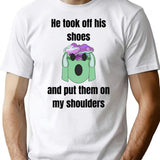 His Shoes - Funny Weird Meme Bad Translation Bootleg Graphic T-Shirt - White