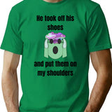 His Shoes - Funny Weird Meme Bad Translation Bootleg Graphic T-Shirt - Green