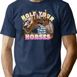 Hold Your Horses Minimalist Graphic T-Shirt - Unisex Streetwear Tee - Navy