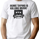 Home Taping Is Killing Music Minimalist Graphic T-Shirt - Unisex Streetwear Tee - White