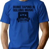 Home Taping Is Killing Music Minimalist Graphic T-Shirt - Unisex Streetwear Tee - Blue