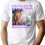 Honse Ridding Bootleg Graphic T-Shirt - White