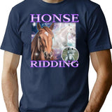 Honse Ridding Bootleg Graphic T-Shirt - Navy