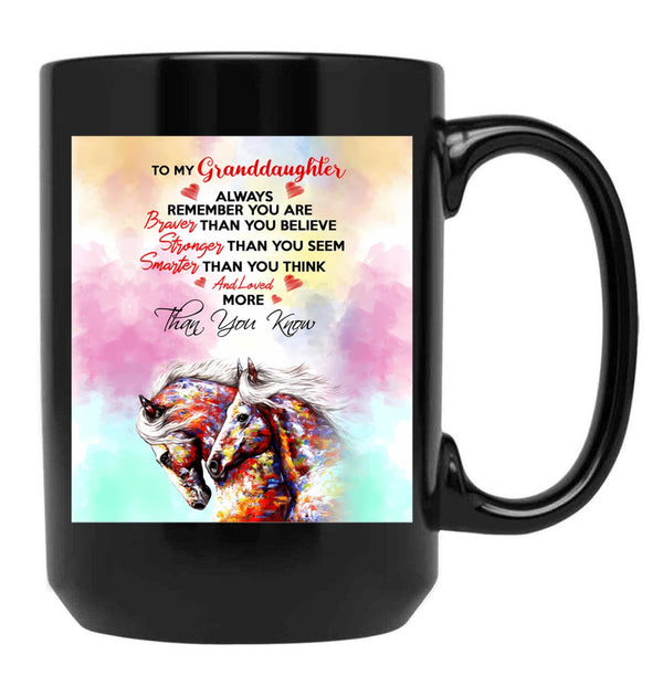 Horse Granddaughter You Are Loved More Than You Know Black Coffee Mug, Gift Coffee Mug - Black