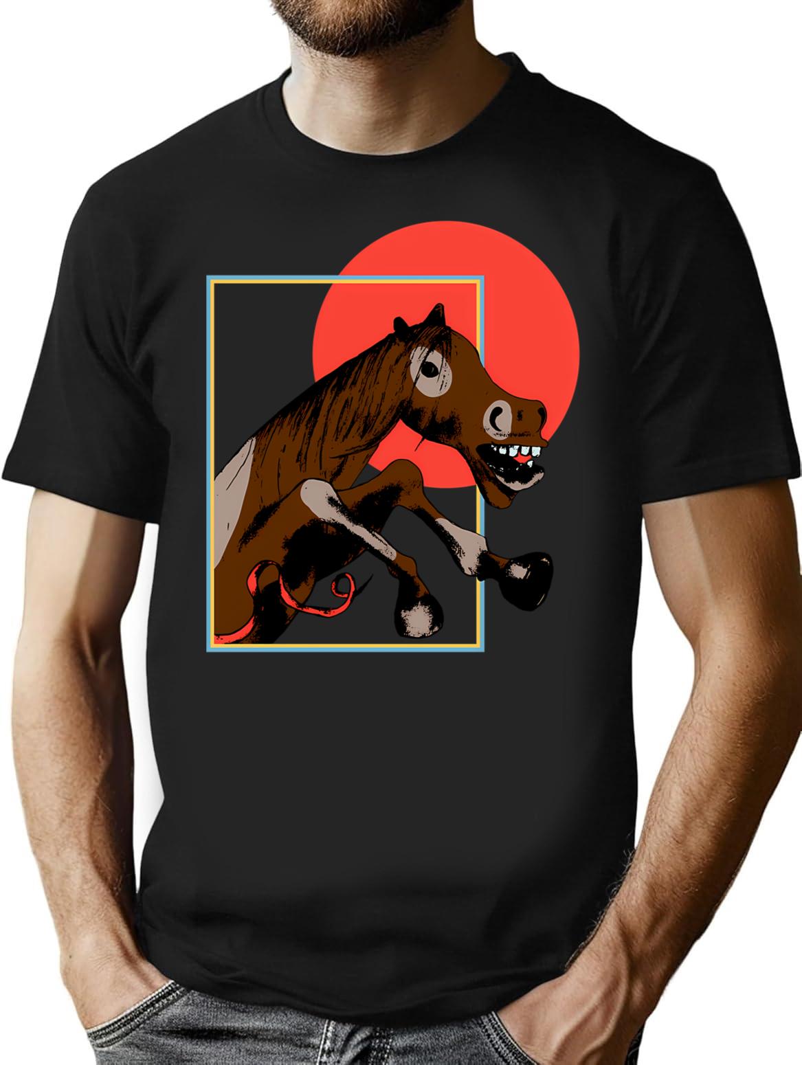 Horse Minimalist Graphic T-Shirt - Unisex Streetwear Tee - Black