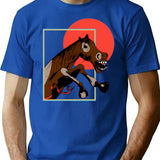 Horse Minimalist Graphic T-Shirt - Unisex Streetwear Tee - Blue