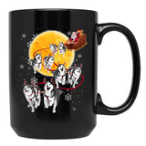 Husky Christmas Black Coffee Mug, Gift Coffee Mug - Black