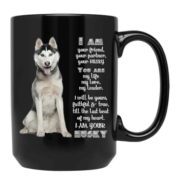 Husky Dog Lover Black Coffee Mug, Gift Coffee Mug - Black