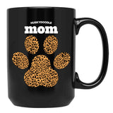 Huskydoodle Mom Cute Leopard Print Dog Paw For Dog Moms Fur Mamas Petpuppy Lovers Black Coffee Mug, Gift Coffee Mug - Black