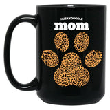 Huskydoodle Mom Cute Leopard Print Dog Paw For Dog Moms Fur Mamas Petpuppy Lovers Black Coffee Mug, Gift Coffee Mug