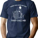 Hvac Funny When The Ladies Get Hot They Call Me Minimalist Graphic T-Shirt - Unisex Streetwear Tee - Navy