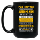 I Am A Lucky Son Of A Awesome Mom Black Coffee Mug, Gift Coffee Mug