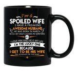 I Am A Spoiled Wife I Have A Freaking Awesome Husband T-Shirt Black Coffee Mug, Gift Coffee Mug - Black