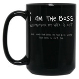 I Am The Boss (White Writing) Black Gift Coffee Mug