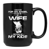 I Asked God For A Hero He Sent Me My Wife And Bonus Me My Kids Black Coffee Mug, Gift Coffee Mug - Black