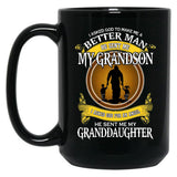 I Asked God For An Angel He Sent Me My Grandson Black Coffee Mug, Gift Coffee Mug
