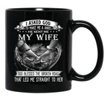 I Asked God To Make Me A Angel My Wife Black Gift Coffee Mug - Black