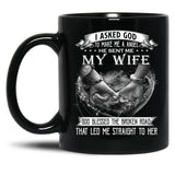 I Asked God To Make Me A Angel My Wife Black Gift Coffee Mug