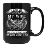 I Asked God To Make Me A Angel My Wife Black Gift Coffee Mug - Black