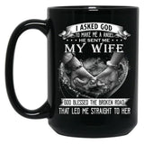 I Asked God To Make Me A Angel My Wife Black Gift Coffee Mug