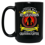 I Asked God For An Angel He Sent Me My Granddaughter Black Coffee Mug, Gift Coffee Mug