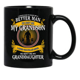 I Asked God To Make Me A Better Man He Sent Me My Grandson Black Coffee Mug, Gift Coffee Mug - Black