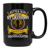 I Asked God To Make Me A Better Man He Sent Me My Grandson Black Gift Coffee Mug - Black