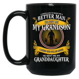 I Asked God To Make Me A Better Man He Sent Me My Grandson Black Gift Coffee Mug