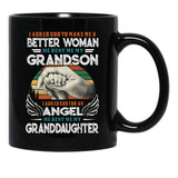 I Asked God To Make Me A Better Moman He Sent Me My Grandson Family Black Coffee Mug, Gift Coffee Mug - Black