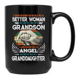 I Asked God To Make Me A Better Moman He Sent Me My Grandson Family Black Coffee Mug, Gift Coffee Mug - Black