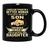 I Asked God To Make Me A Better Woman Black Coffee Mug, Gift Coffee Mug - Black