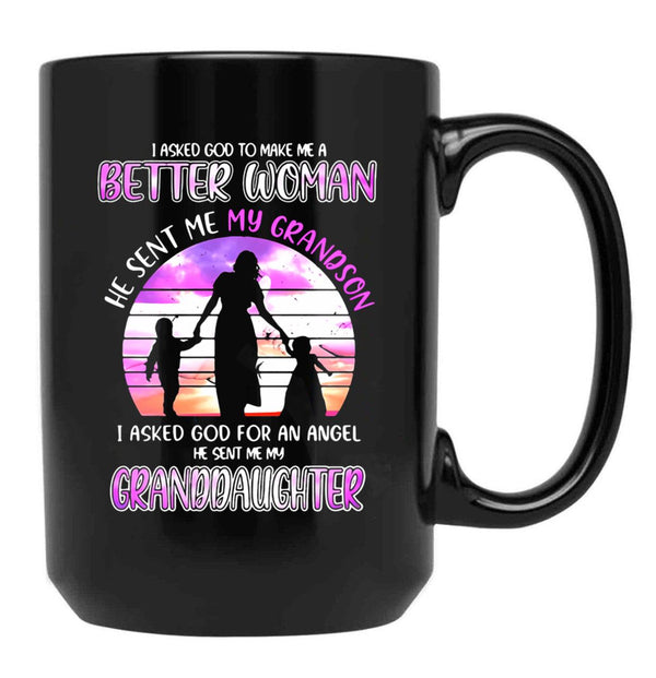 I Asked God To Make Me A Better Black Gift Coffee Mug - Black