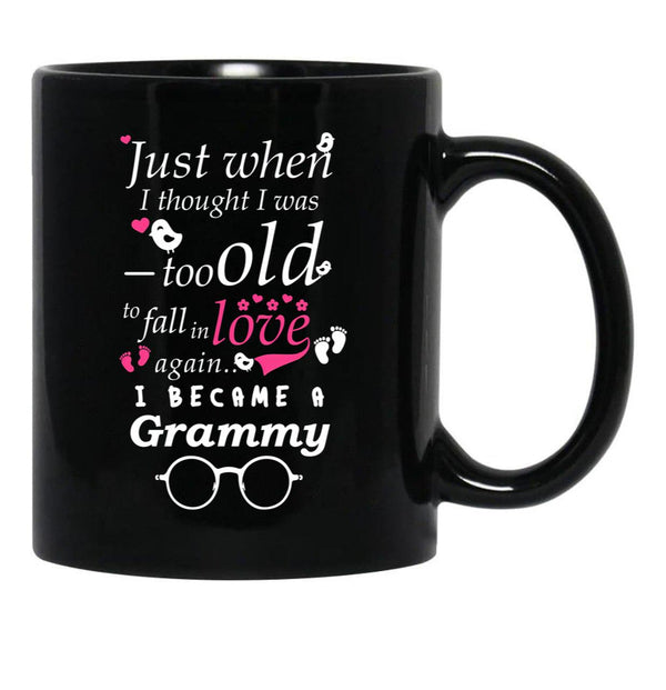 I Became Grammy Grandma Grandmother Grandma Reveal Black Gift Coffee Mug - Black