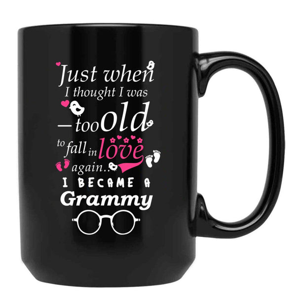I Became Grammy Grandma Grandmother Grandma Reveal Black Gift Coffee Mug - Black