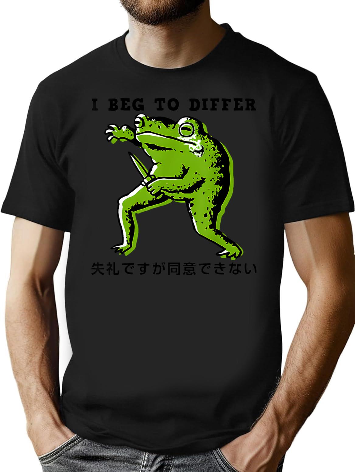 I Beg To Differ Frog Japanese Minimalist Graphic T-Shirt - Unisex Streetwear Tee - Black