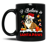 I Believe In Santa Paws Pug Gift Black Coffee Mug, Gift Coffee Mug