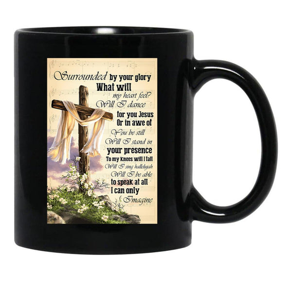 I Can Only Imagine Gift Jesus And White Lily Flower Black Coffee Mug, Gift Coffee Mug - Black
