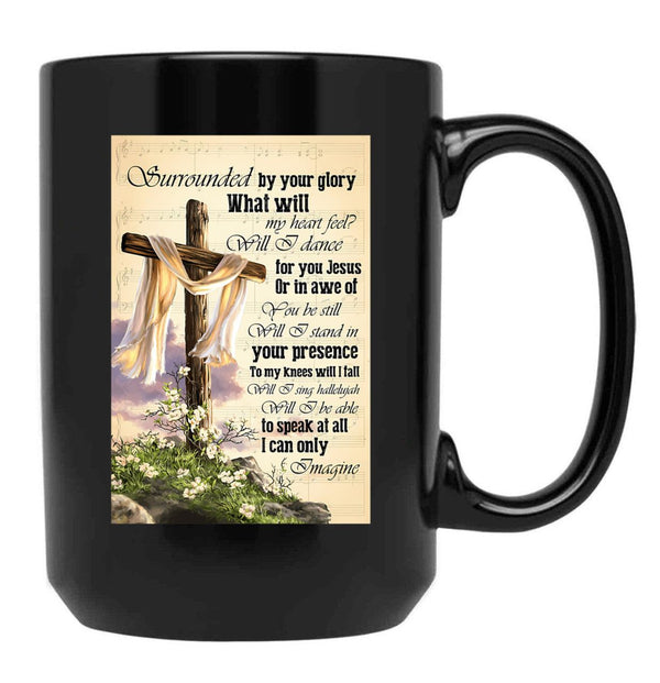 I Can Only Imagine Gift Jesus And White Lily Flower Black Coffee Mug, Gift Coffee Mug - Black