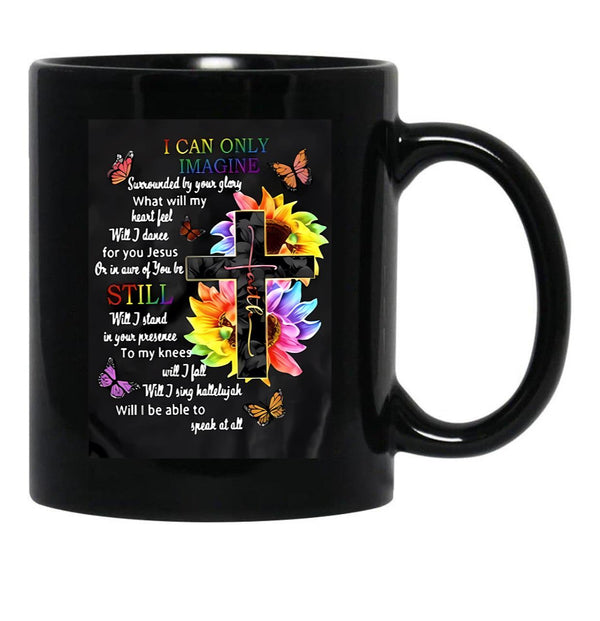 I Can Only Imagine Jesus Black Coffee Mug, Gift Coffee Mug - Black