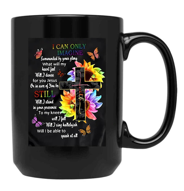 I Can Only Imagine Jesus Black Gift Coffee Mug - Black