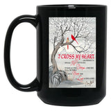 I Cross My Heart Couple Cardinal Bird Winter Christmas Gift Black Coffee Mug, Gift Coffee Mug