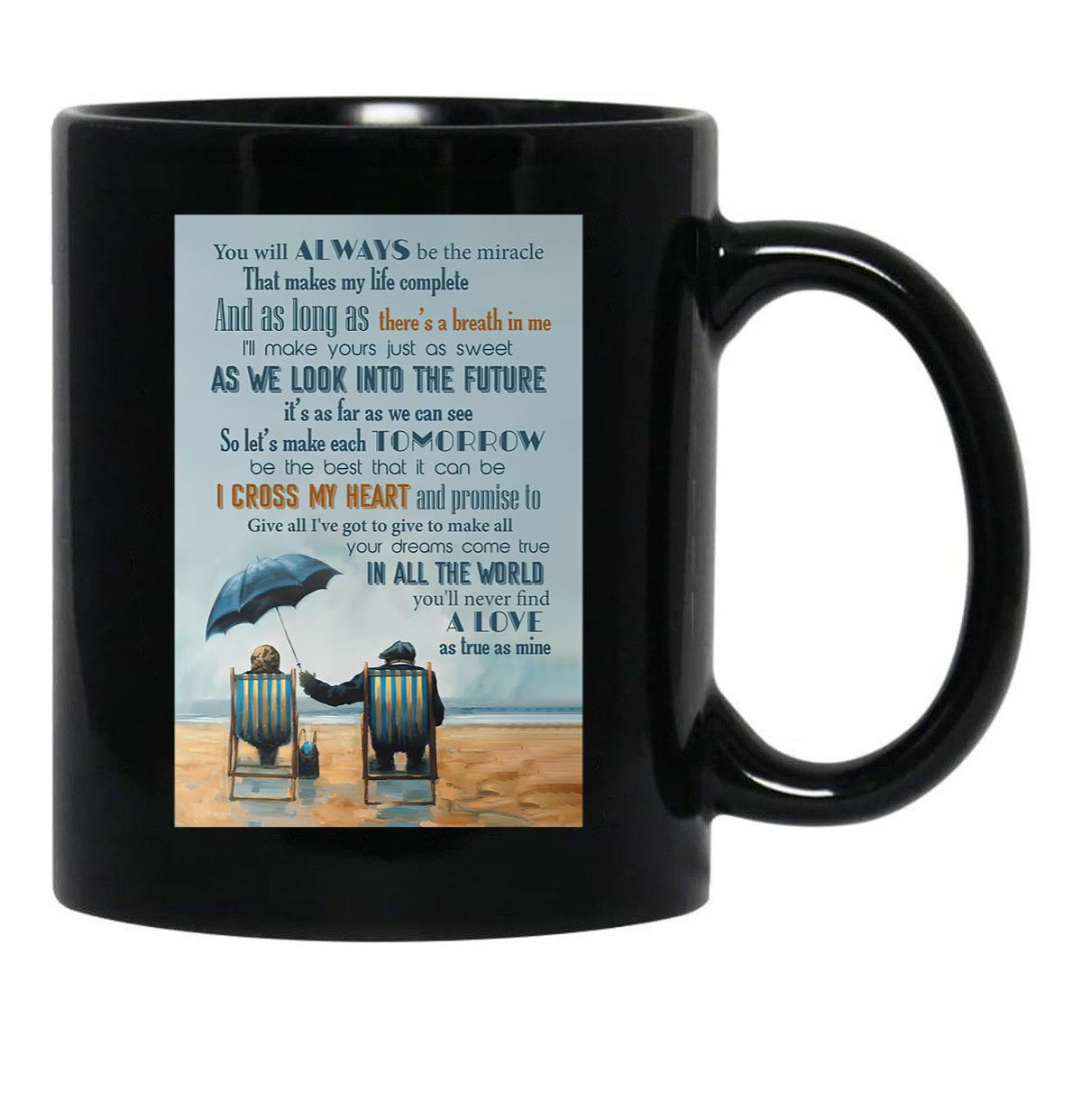 I Cross My Heart Lyrics - Seniors Who Love Each Other Black Gift Coffee Mug - Black