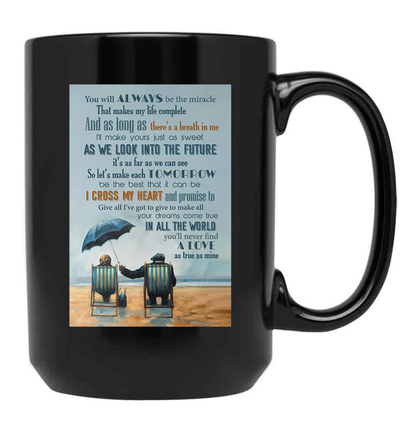 I Cross My Heart Lyrics - Seniors Who Love Each Other Black Gift Coffee Mug - Black