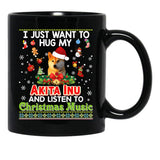 I Just Want To Hug My Akita Inu Dog Black Coffee Mug - Black