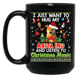I Just Want To Hug My Akita Inu Dog Black Coffee Mug