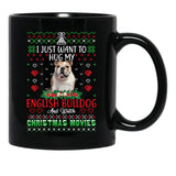 I Just Want To Hug My English Bulldog Dog Christmas Sweat Black Gift Coffee Mug - Black